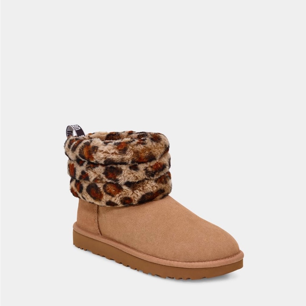 UGG FLUFF MINI QUILTED LEOPARD BOOT